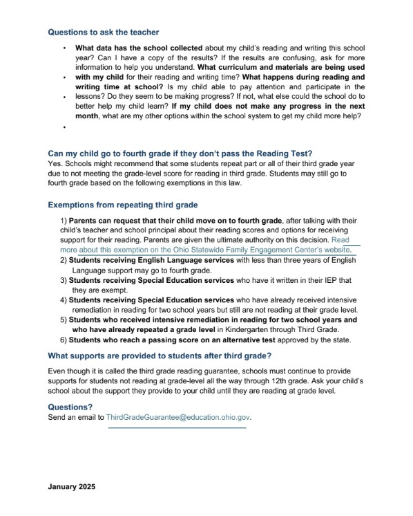 Third Grade Reading Guarantee